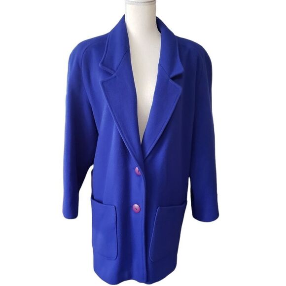 Braefair Vintage Royal Blue 💯% Pure Wool Coat Sz 9/10 ILGWU - Picture 2 of 14
